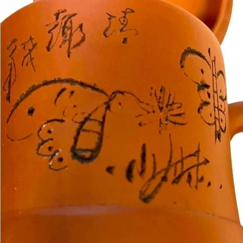 Chinese Lidded Clay Teacup Bottom Stamp 3x3 1/2 Storage Box