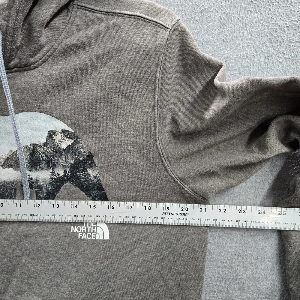 The‎ North Face Men Hoodie M Gray Graphic Print Fleece Bear Mountains Logo