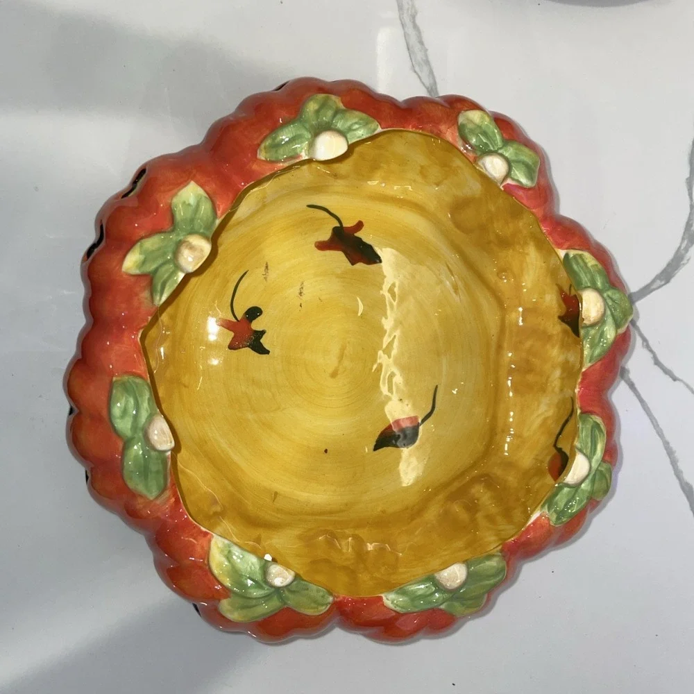 Certified International Halloween Pumpkin Cookie Platter & Candy Bowl Set Orange