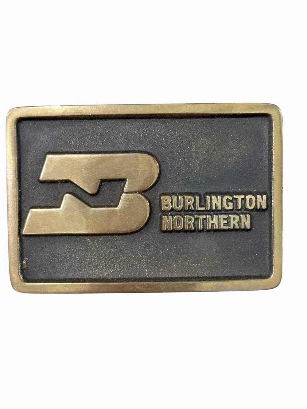 Vintage 1976 Burlington Northern Railroad Belt Buckle  –Solid Brass