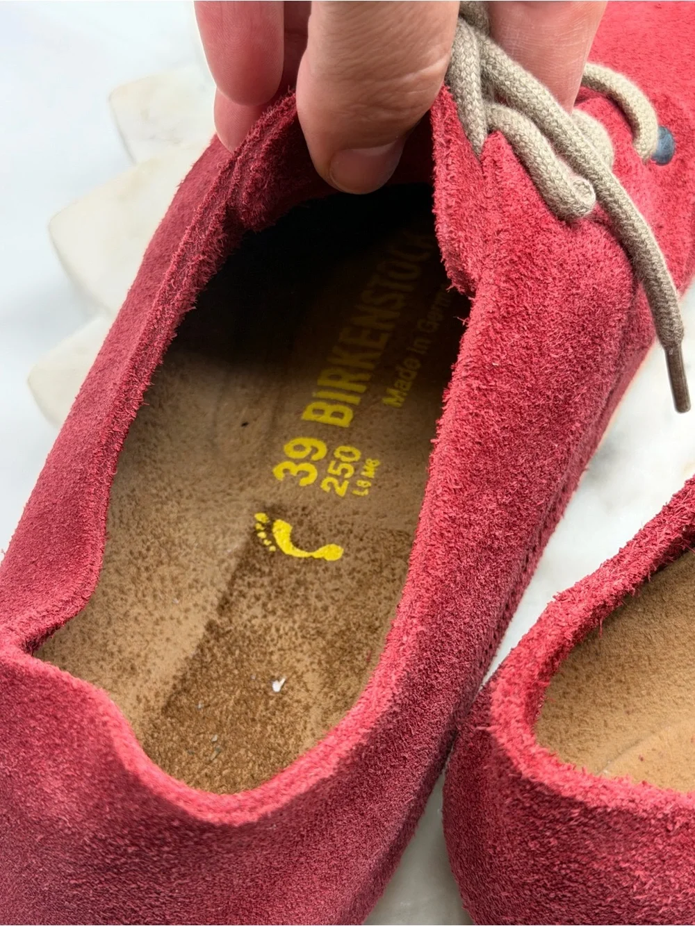 Birkenstock Red Suede Lace-Up Casual Shoes Low Sneakers Size EU 39