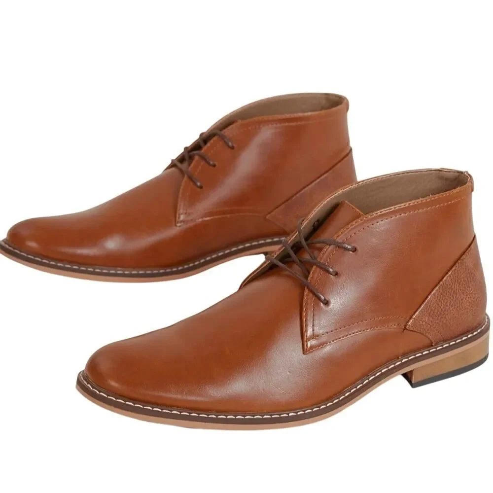 Steve Madden Men's M-Alakk Cognac  Brown Chukka  Leather Boots Shoes  Size 12M