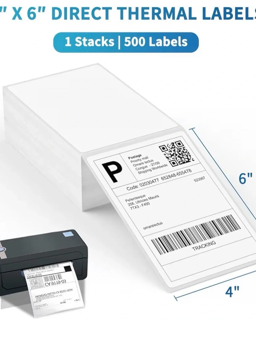 New Sticker Thermal Shipping Labels Pack of 500 4x6 Waterproof Strong Adhesive
