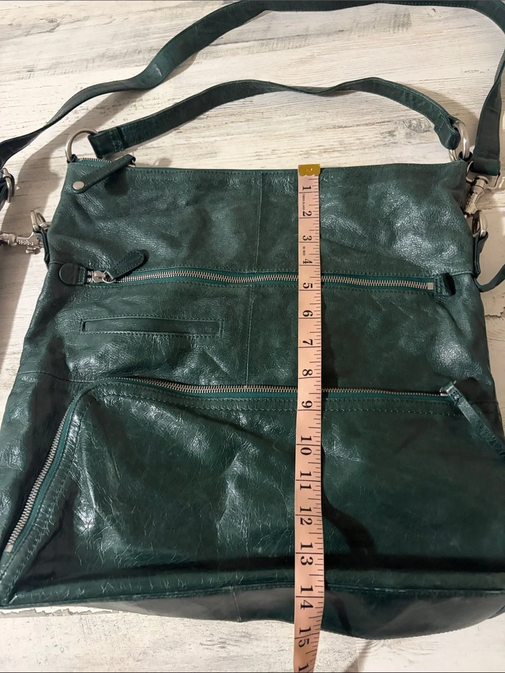 HOBO Dark Green Leather Convertible Crossbody Satchel