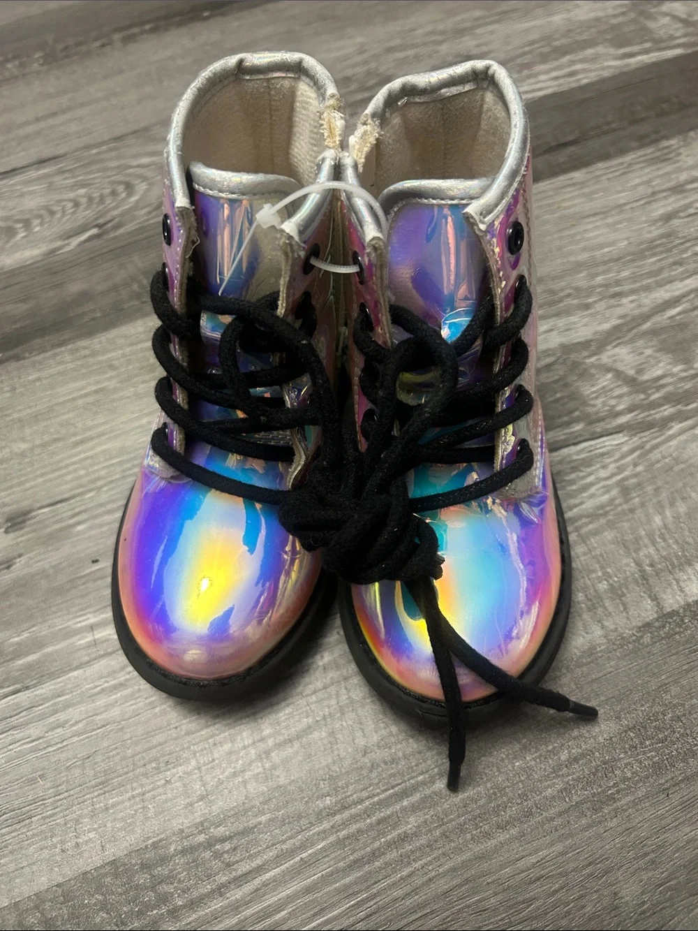 The Children's Place Iridescent Holographic Lace-Up Boots - Pink/Blue/Yellow