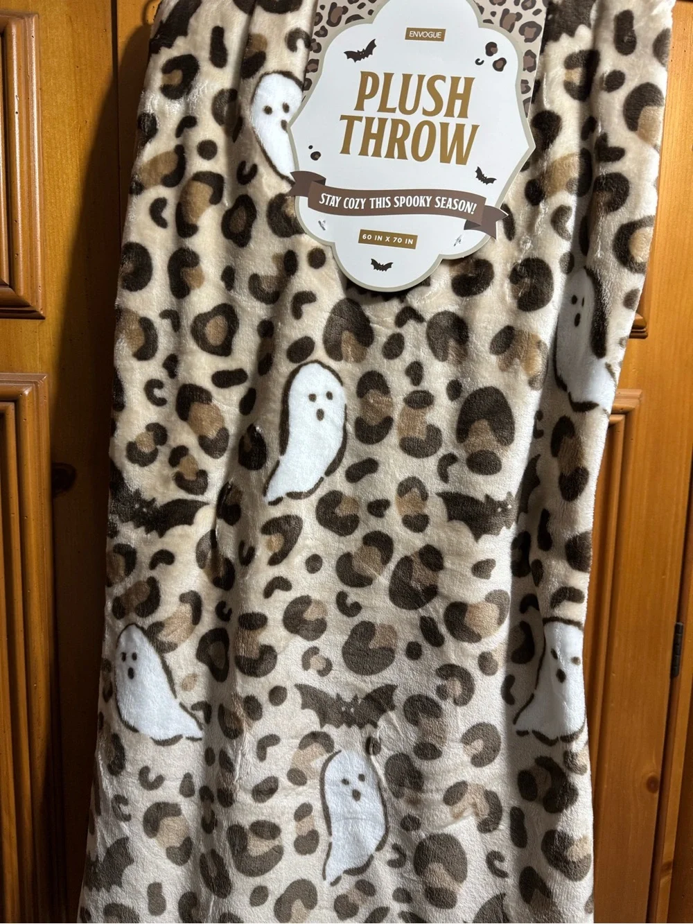 Halloween Plush Leopard & Ghost Blanket
