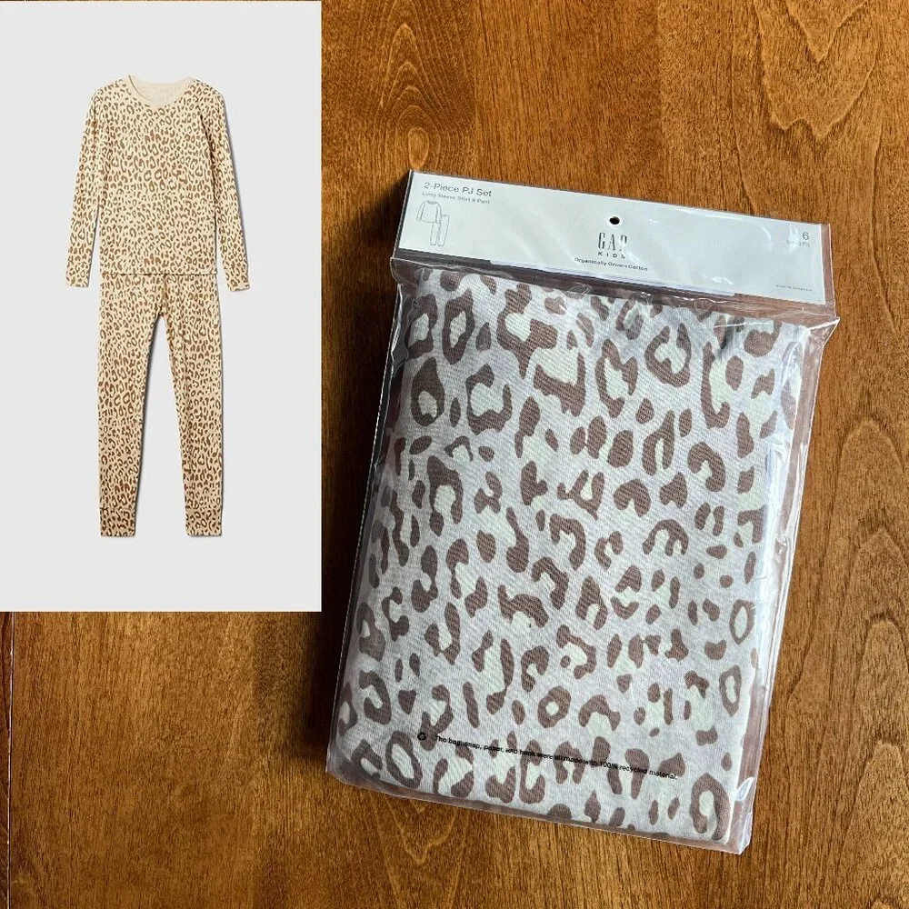 Gap organic cheetah pajamas 6 NWT
