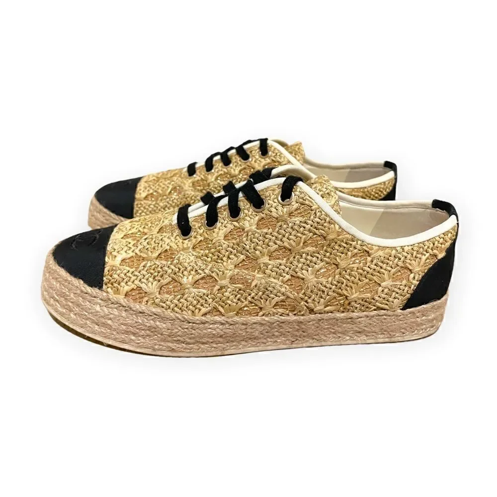CHANEL 2019 Interlocking CC Logo Espadrille Sneakers |Size: 8 | IT 38|