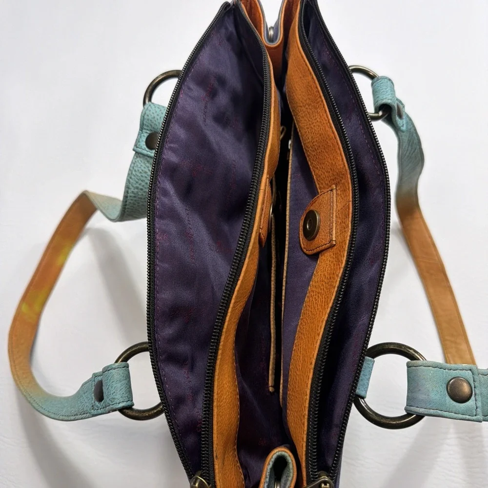 Anuschka Vintage Leather Handbag Southwest Desert Horses Handpainted Rare! New!!