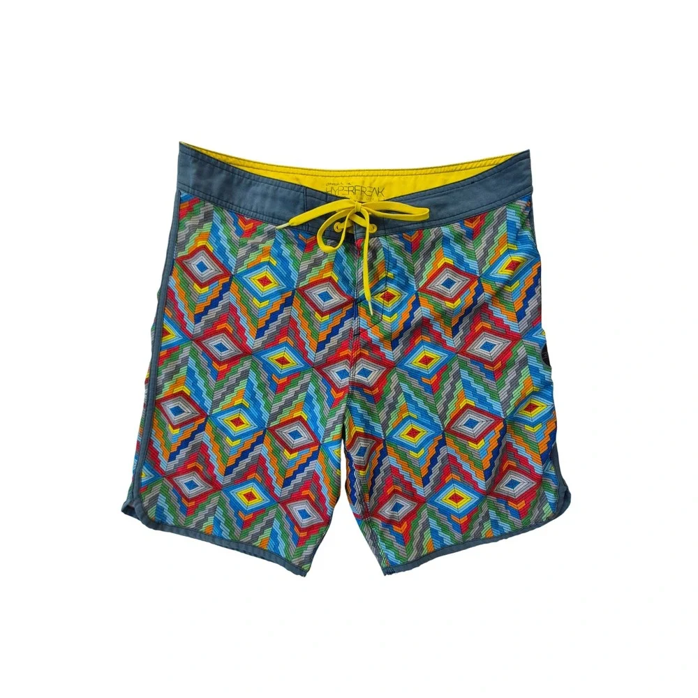 O'Neill Hyperfreak Board Shorts Geometric Print Multi Color Men's 33