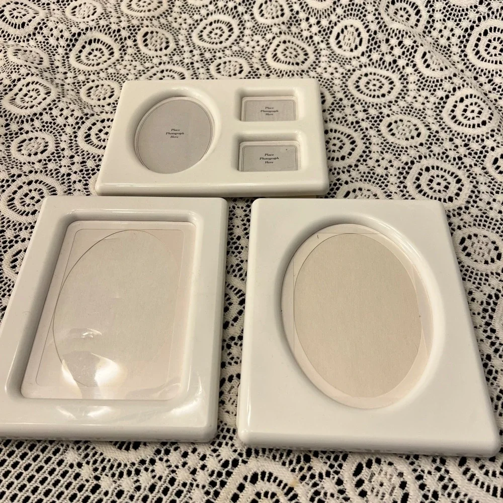 Vintage White Plastic Tupperware Photo Frames | Set of 3
