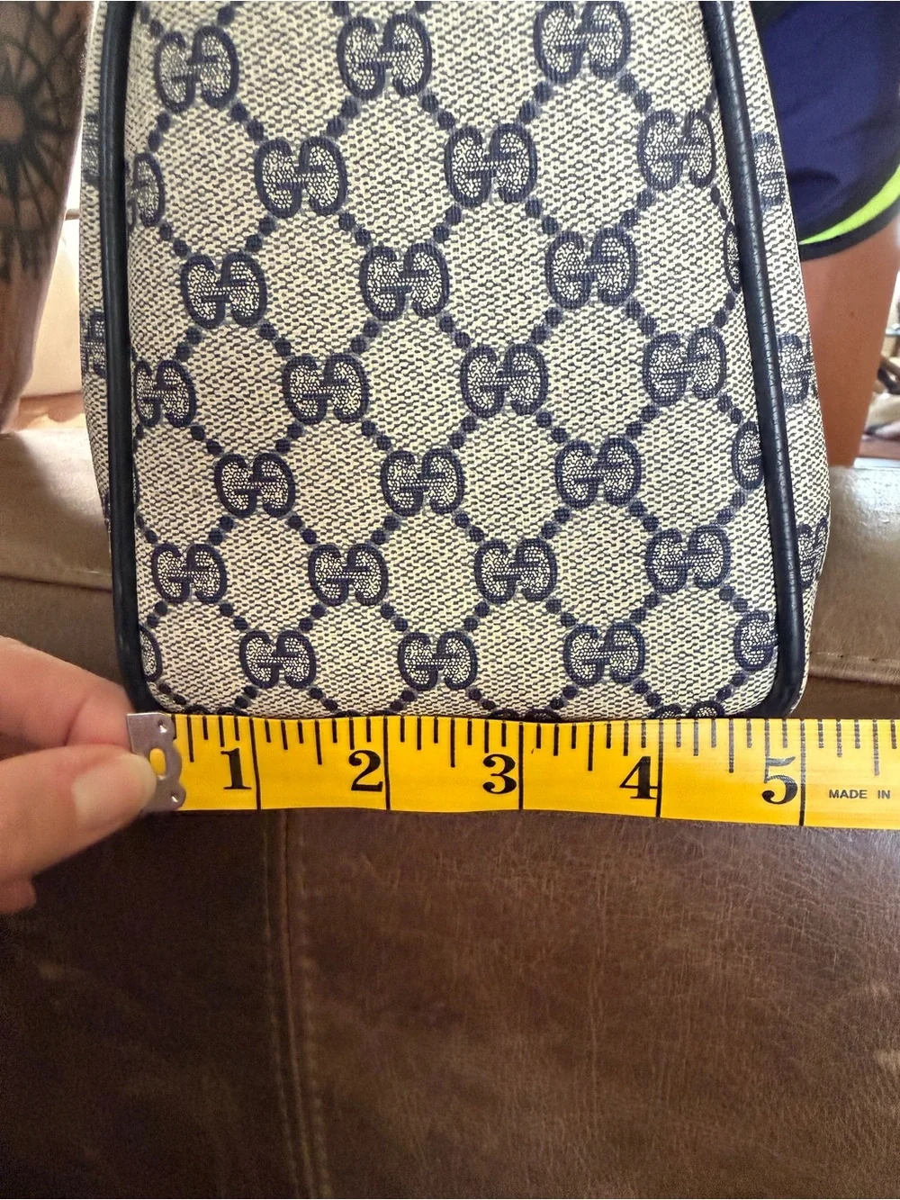 Vintage Gucci GG Accessory Collection Boston Blue Canvas Bag