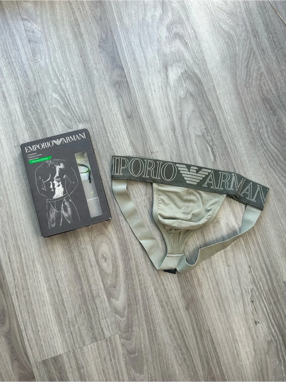 Emporio Armani | Mega Logo Waistband Jockstrap in Olive Green (Small)