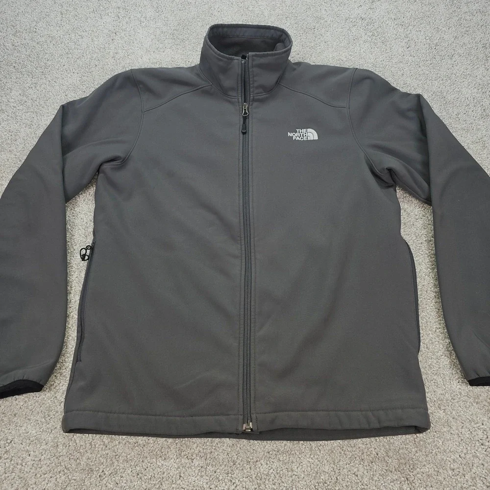 The North Face Mens Apex Bionic Softshell Jacket Gray Full Zip‎ Fleece Lined M