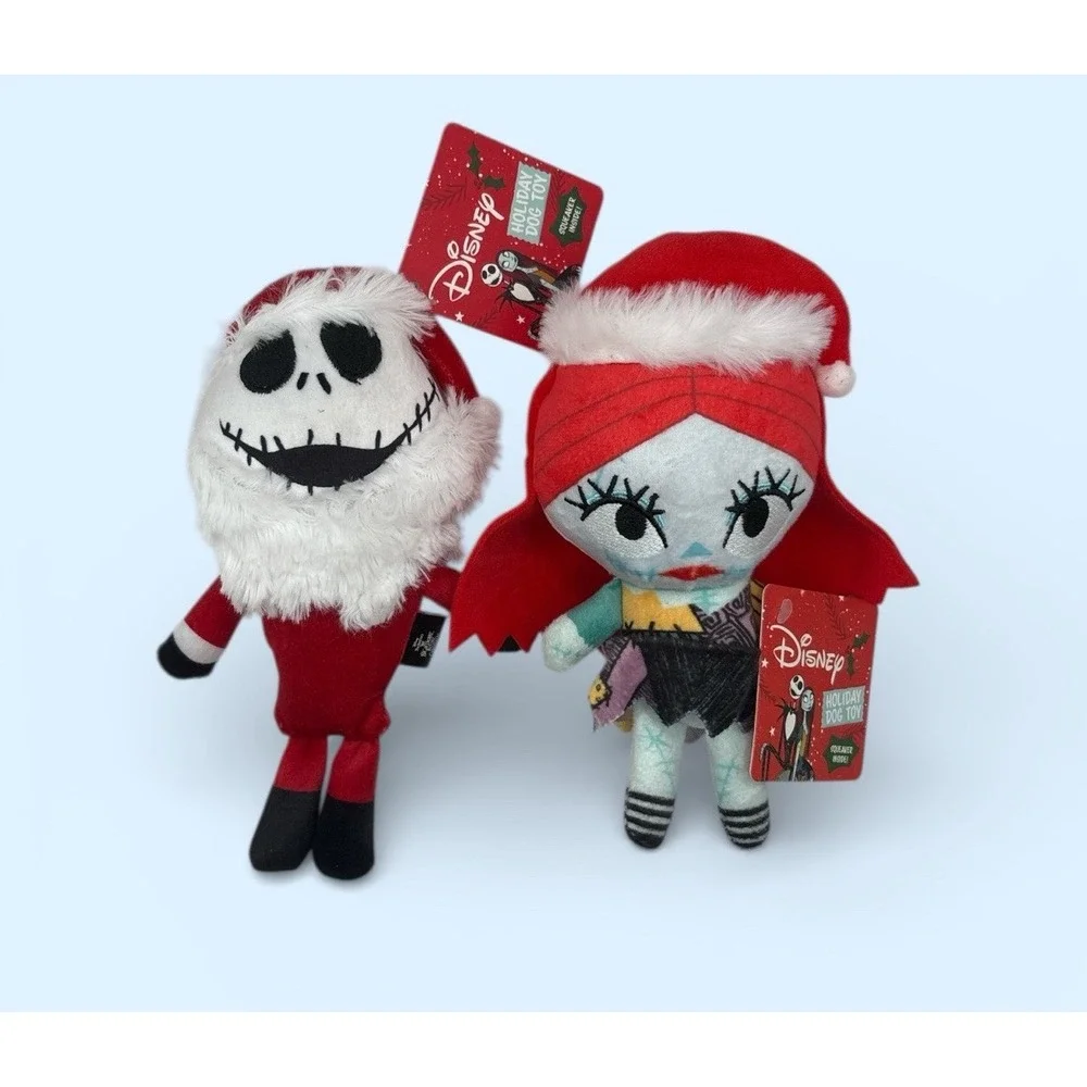 Disney Nightmare Before Christmas Holiday Dog Toys NWT Set‎ of 2 Jack Sally
