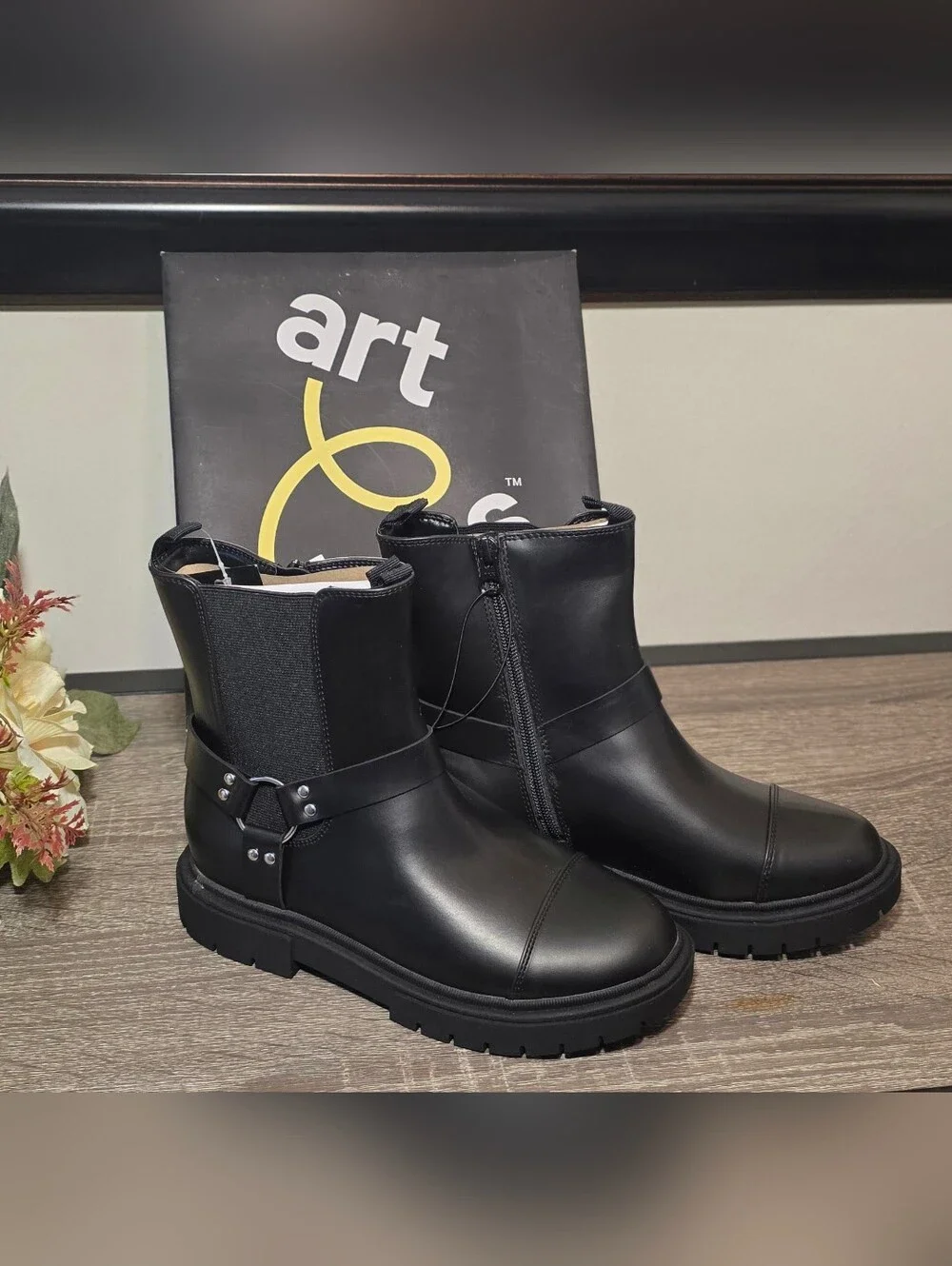 Big Girls' Art Class Crosby Harness Moto Boots Black Size 5