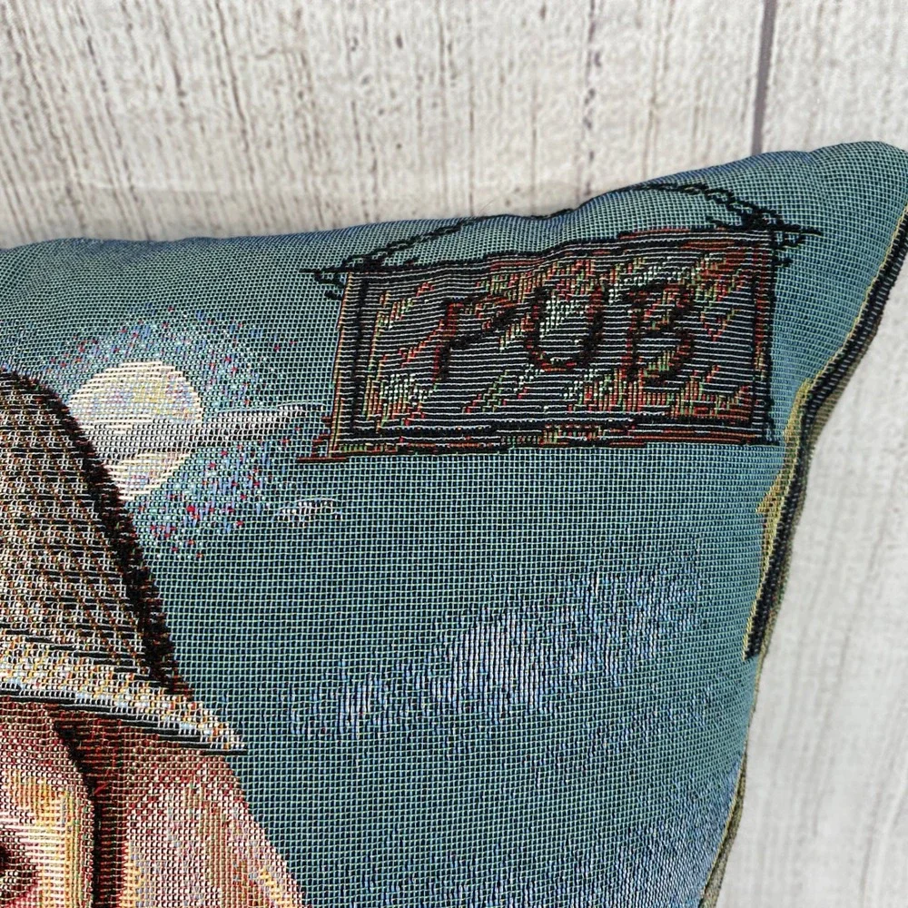 Hines of Oxford Tapestry Pillow Brown Gentleman Dog Sherlock Holmes British