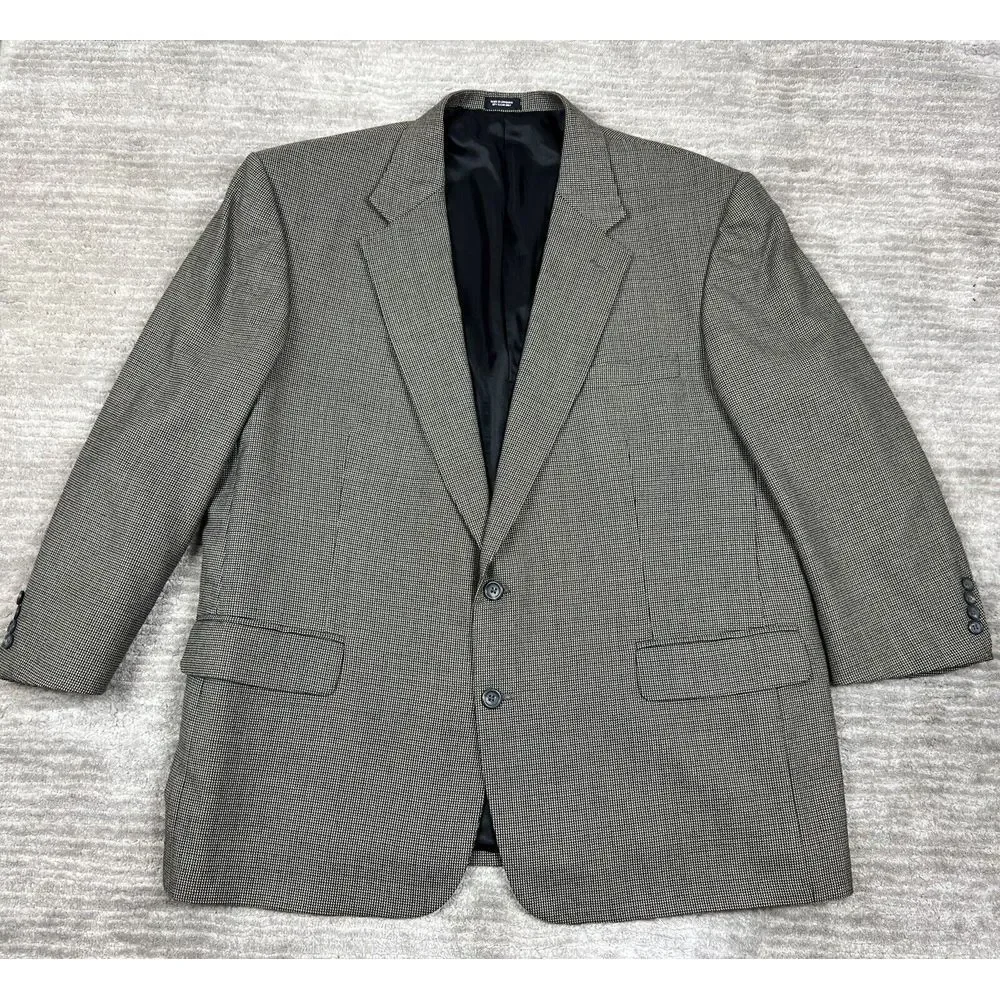 Robert Stock Blazer Mens‎ 48R Gray Polyester Wool Jacket Sport Coat