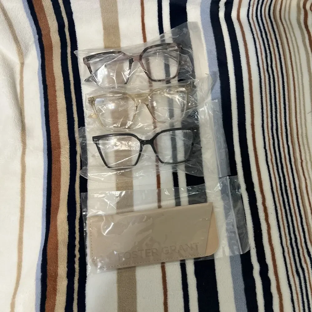 Design Optics Reading Glasses 3 Pack With Case Plastic Frame Square