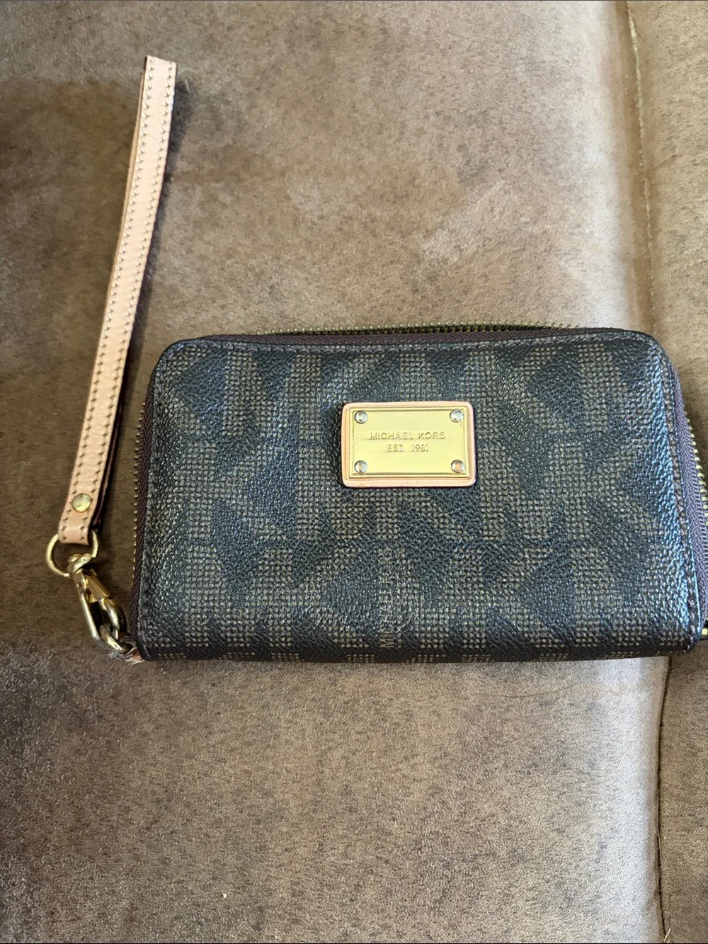 Michael Kors Wristlet with Light Tan Strap