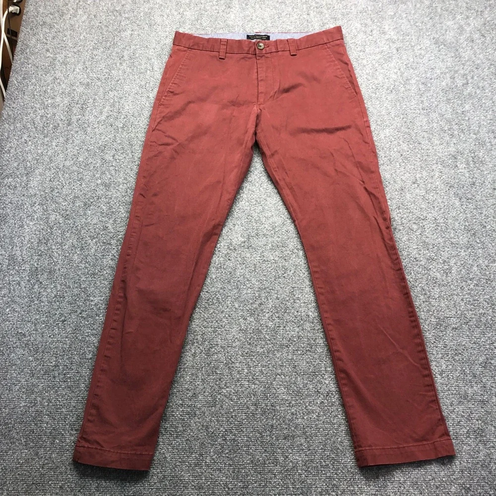 Banana Republic Fulton Skinny Chino Pants Mens 32x32 Rust Red Stretch Casual