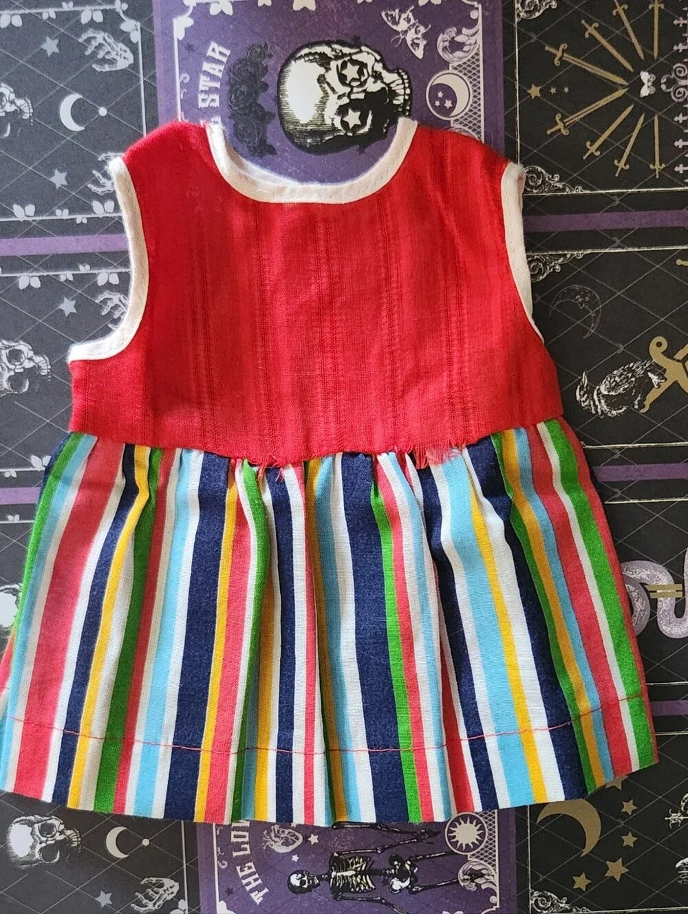 Baby Doll Fashion 012 VINTAGE STRIPED DRESS RED BODICE fits 18 Inch Dolls