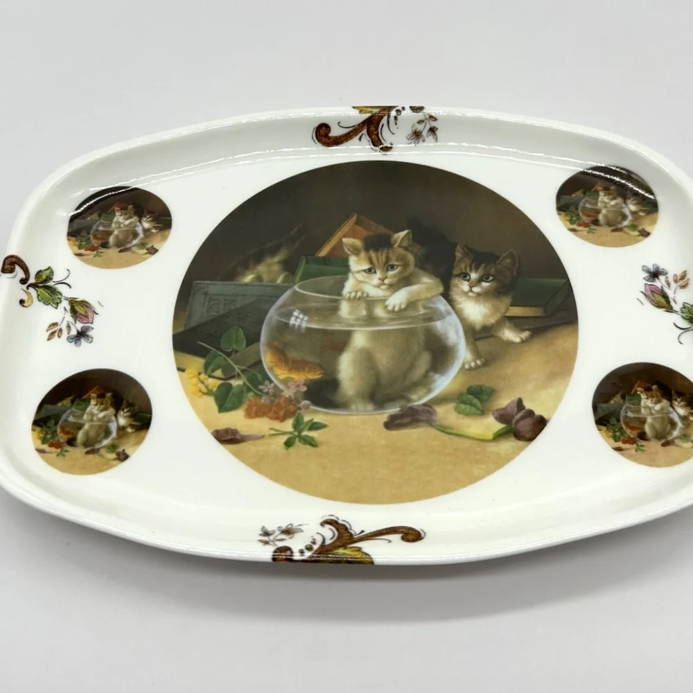 Vintage Crownford Made In England Fine Bone China Miniature Tea Set Cats
