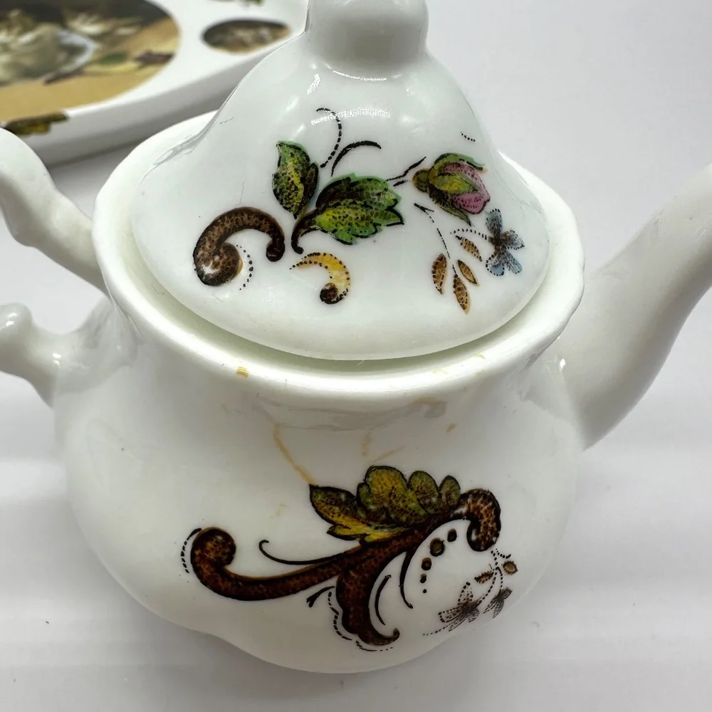Vintage Crownford Made In England Fine Bone China Miniature Tea Set Cats