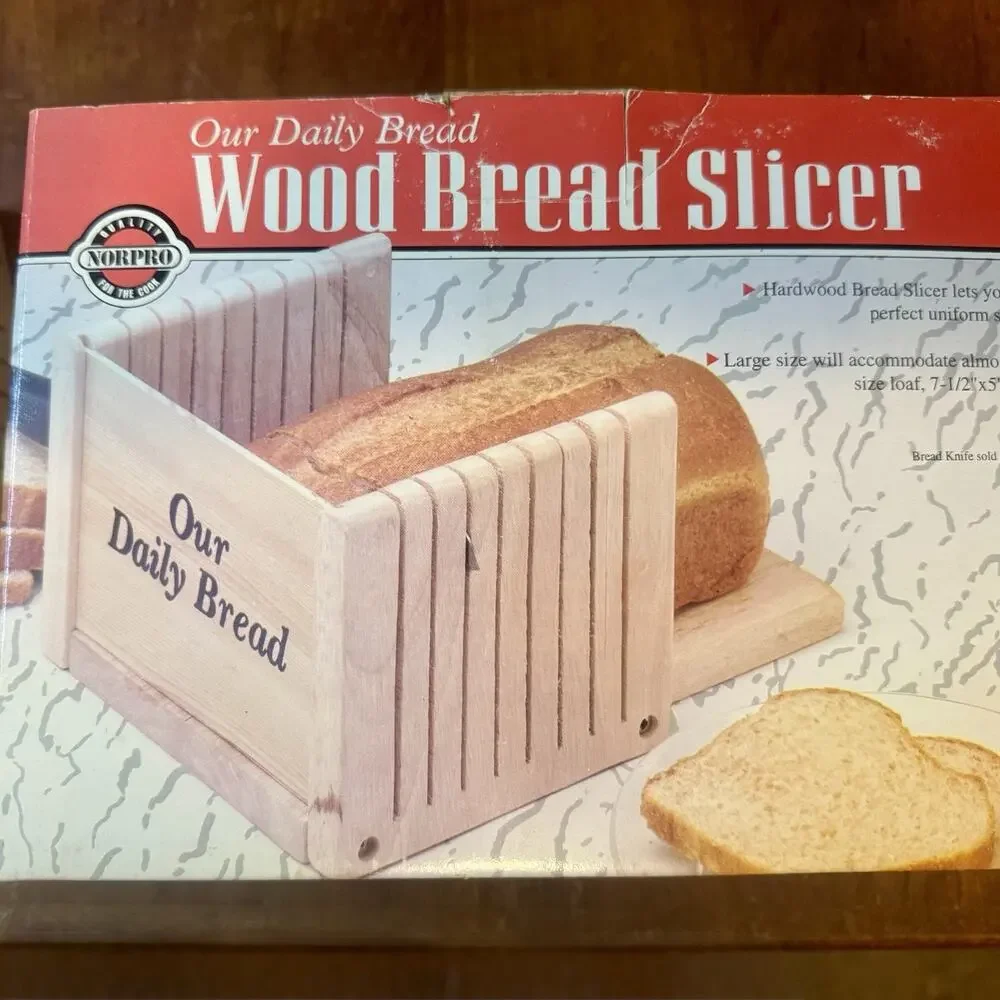 Norpro Our Daily Bread Hardwood Bread Slicer Guide Vintage Wooden Large