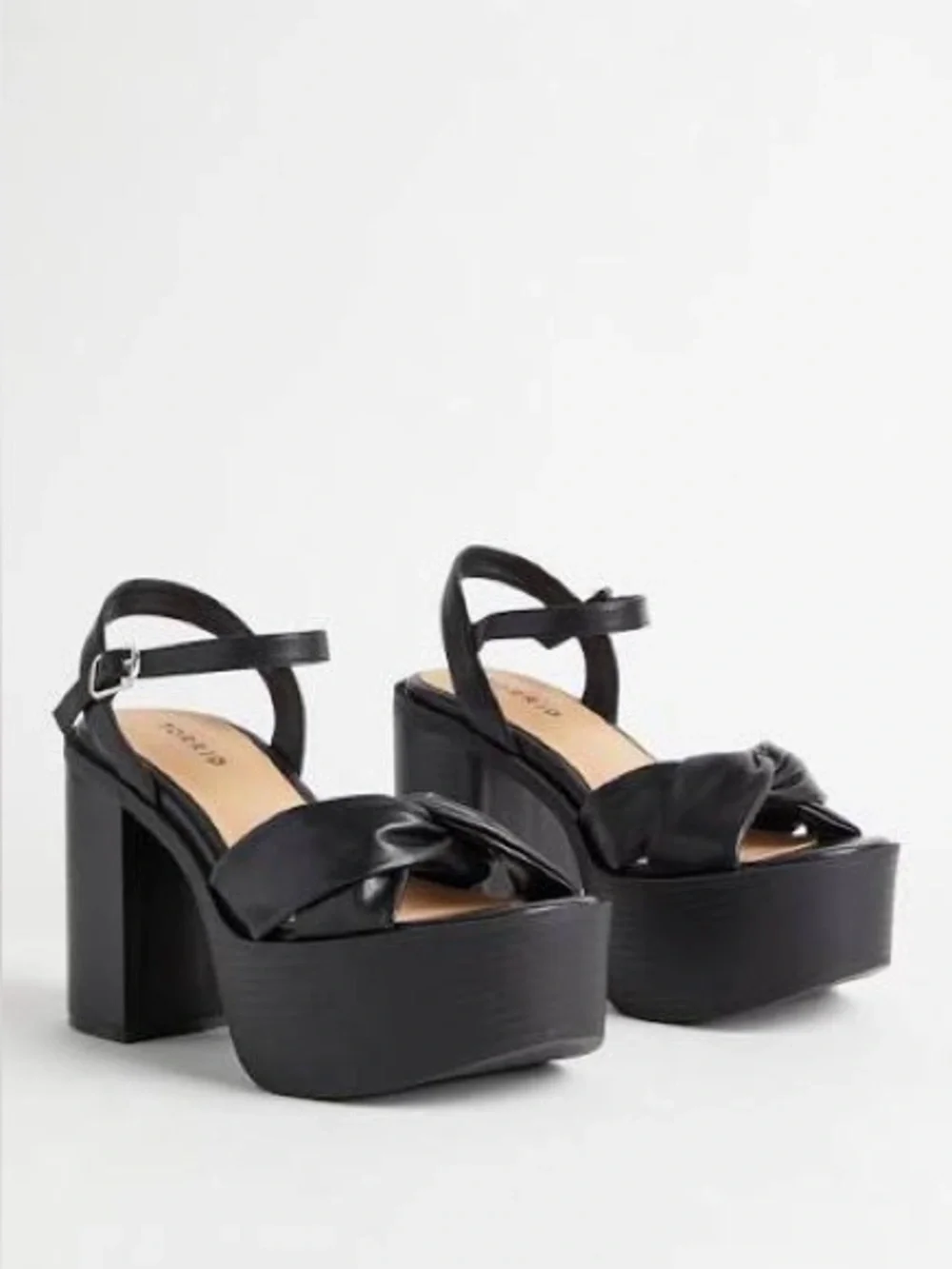 Torrid Black Soft Knot Platform Heels Sandals Size 12WW (Extra Wide Width)