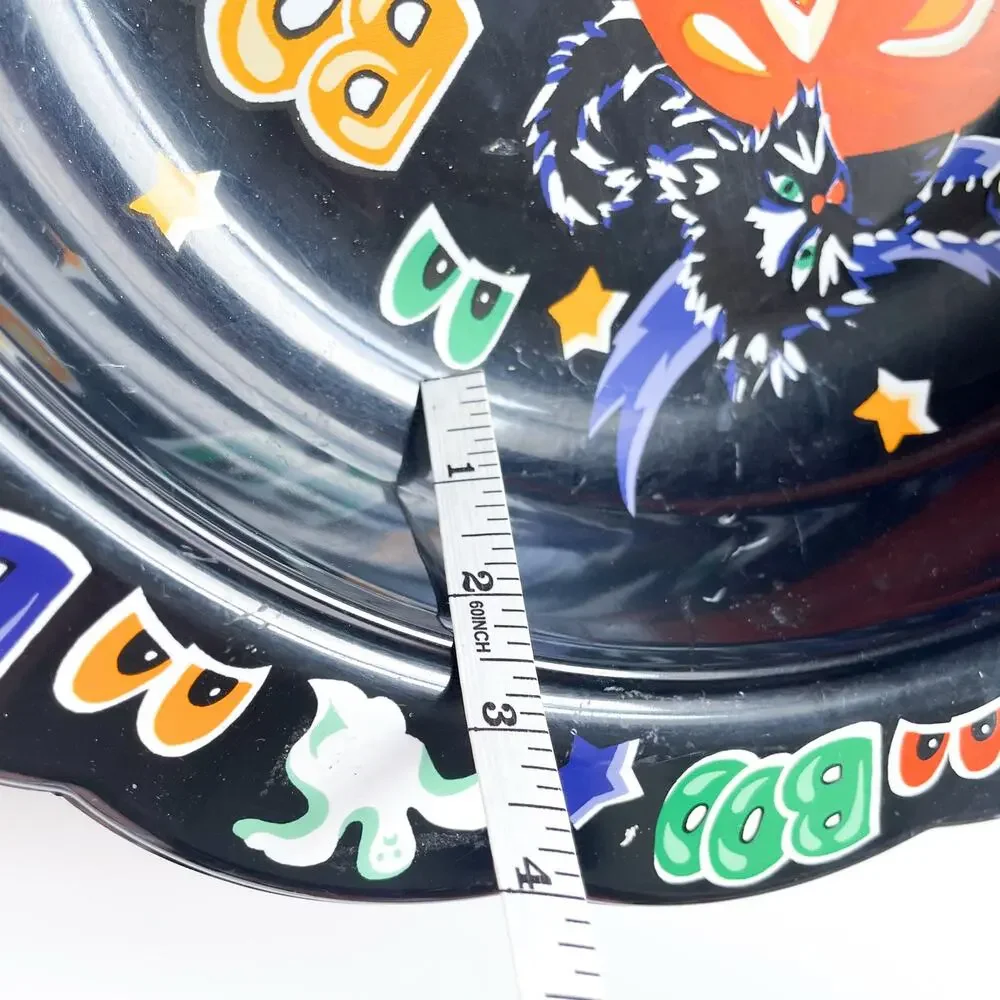 Vintage 90s Plastic Scalloped Boo Halloween Trick or Treat Candy Bowl