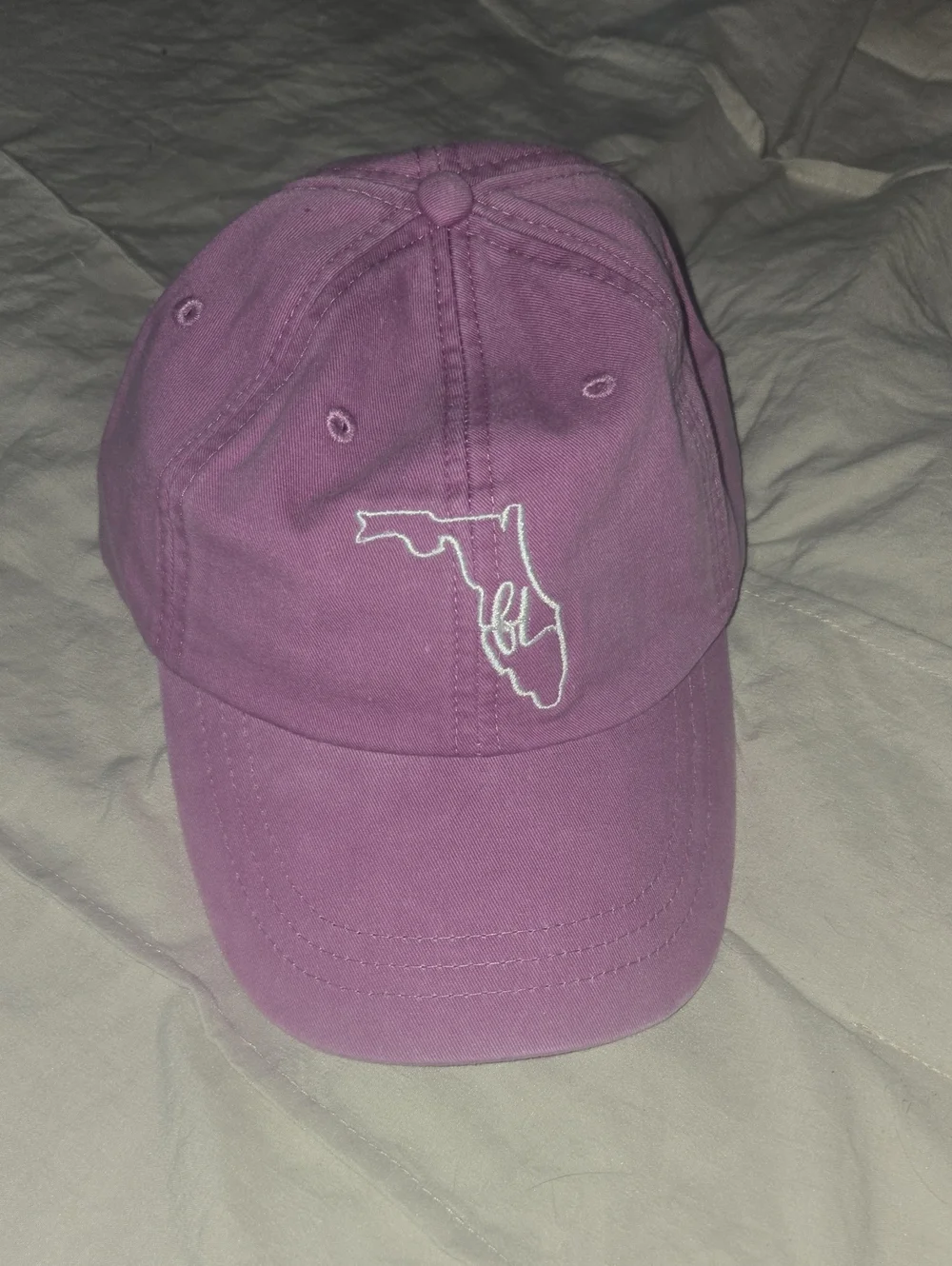 Embroidered Florida Outline Baseball Cap in Raspberry - Women Accessories