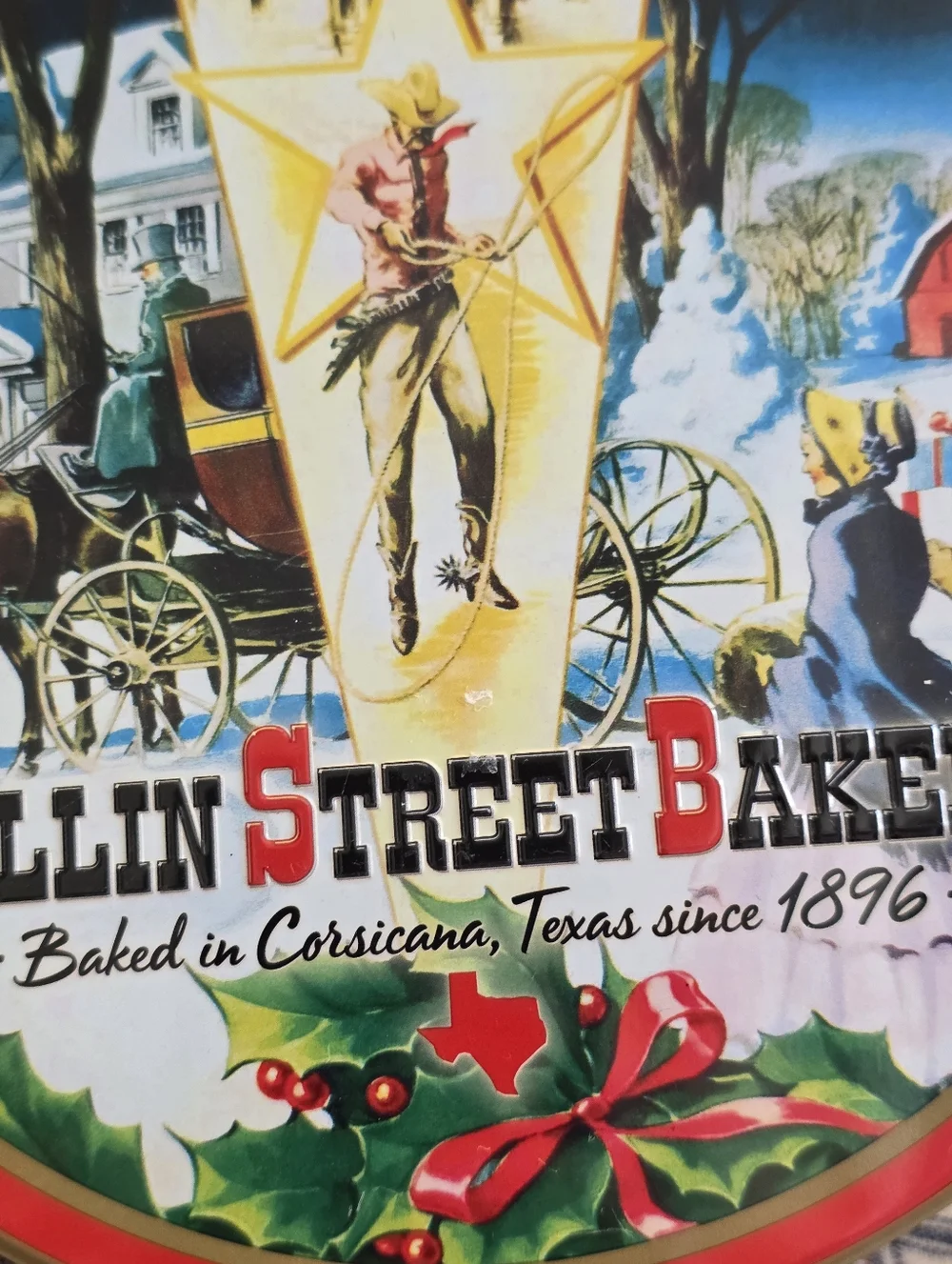 🔴Collin Street Bakery Holiday Cookie Tin - Red Trim