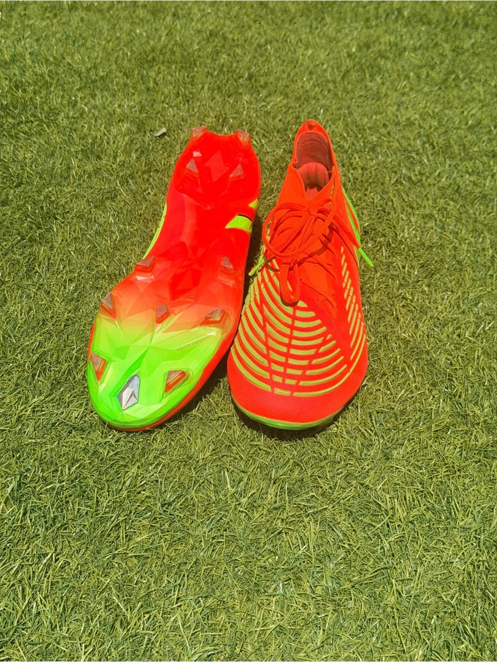 Adidas predator elite .1FG Cleats with orange & Neon Green Accents