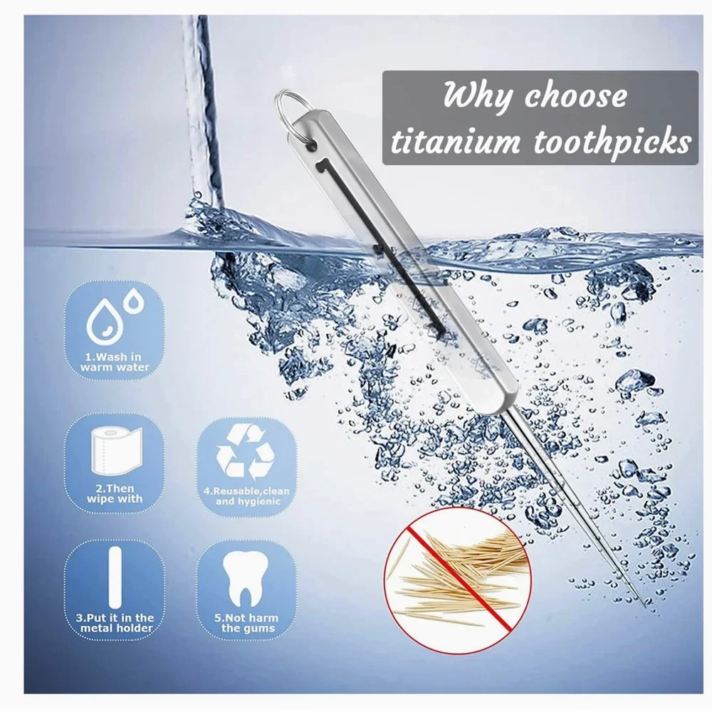 Portable Titanium Toothpicks Men, Women, Families, Camping, Outdoors