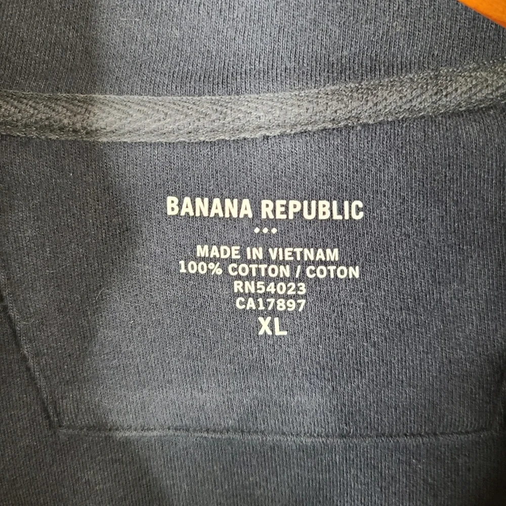 Banana Republic‎ Sweater Mens XL Navy Striped Quarter Zip Cotton Pullover Casual