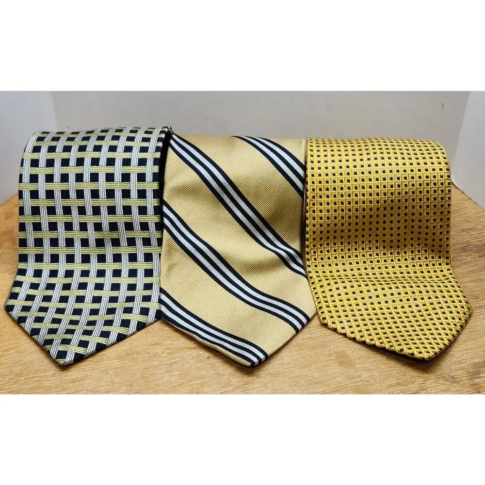 Brooks‎ Brothers 100% Silk Tie Lot of 3 Men's Multicolor Gold Tones Necktie