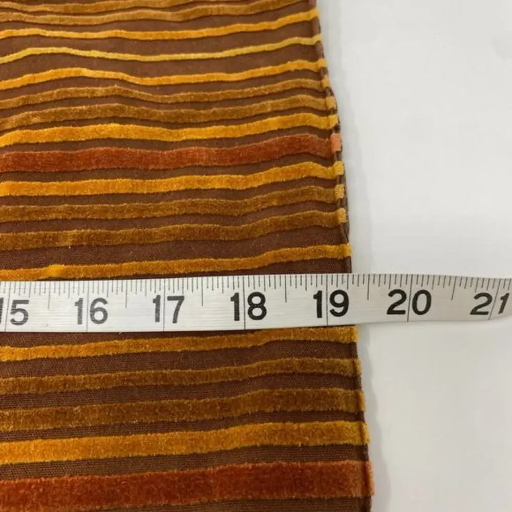 Pier One Velveteen Place Mats SET of 2 Rust Brown Striped Textured 19 x 13