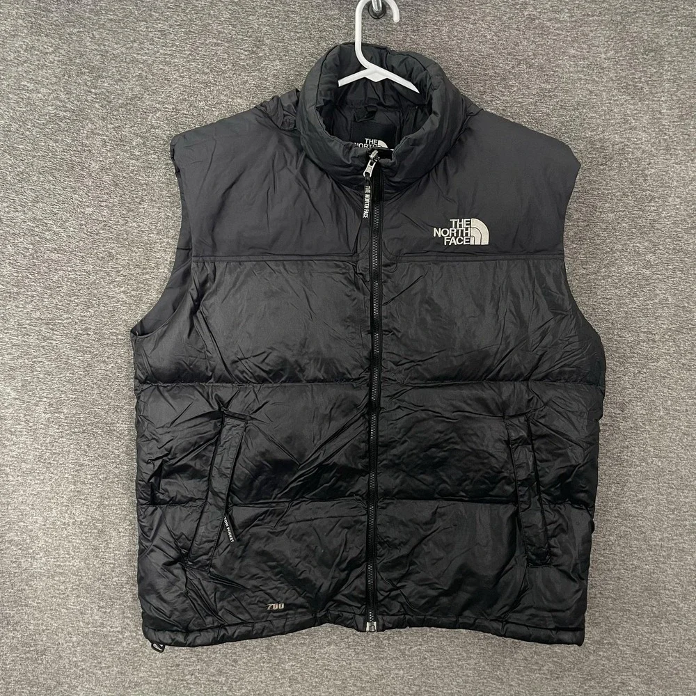 The North Face Nuptse Vest Mens XL Black‎ 700 Fill Down Puffer Hooded Full Zip