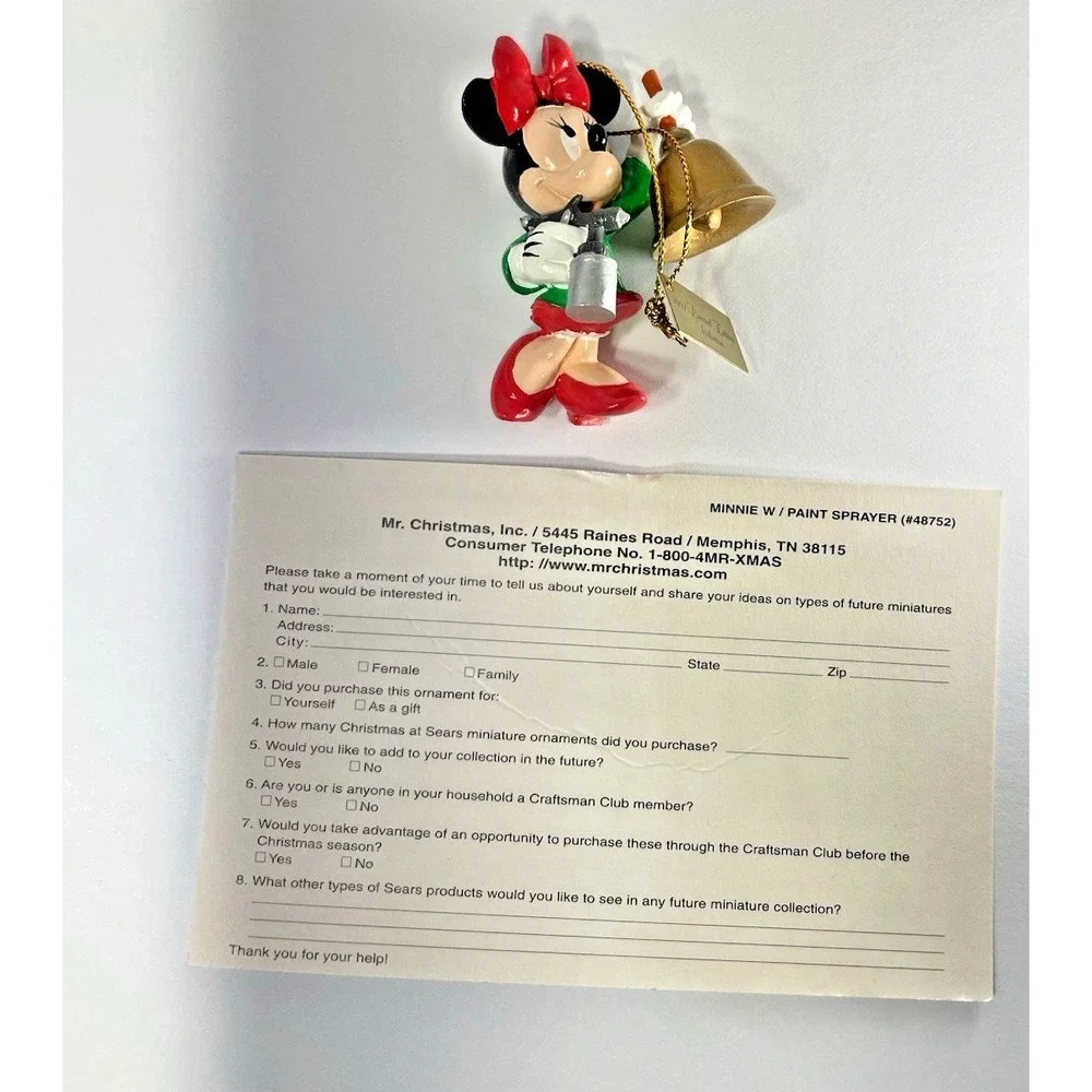 Mr. Christmas LE Minnie‎ Mouse Ornament NIB w/ Certificate Vintage Collectible
