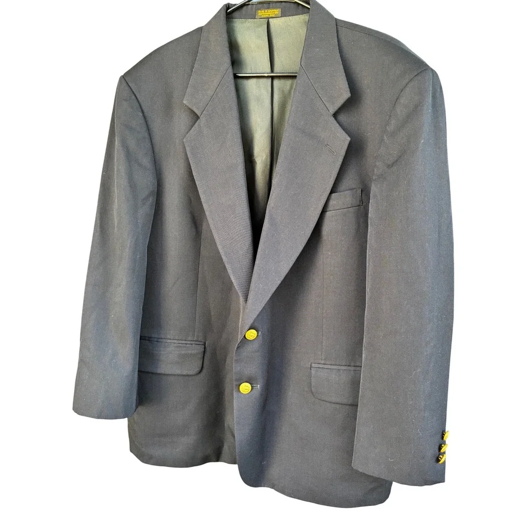 Oscar de la Renta Men's Wool Blazer Navy Blue Sport Coat 46S Gold‎ Buttons
