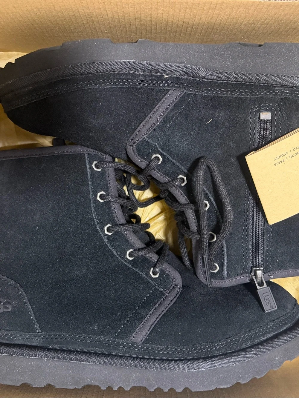 UGG Men's Black Suede Chukka Boots with Side Zip