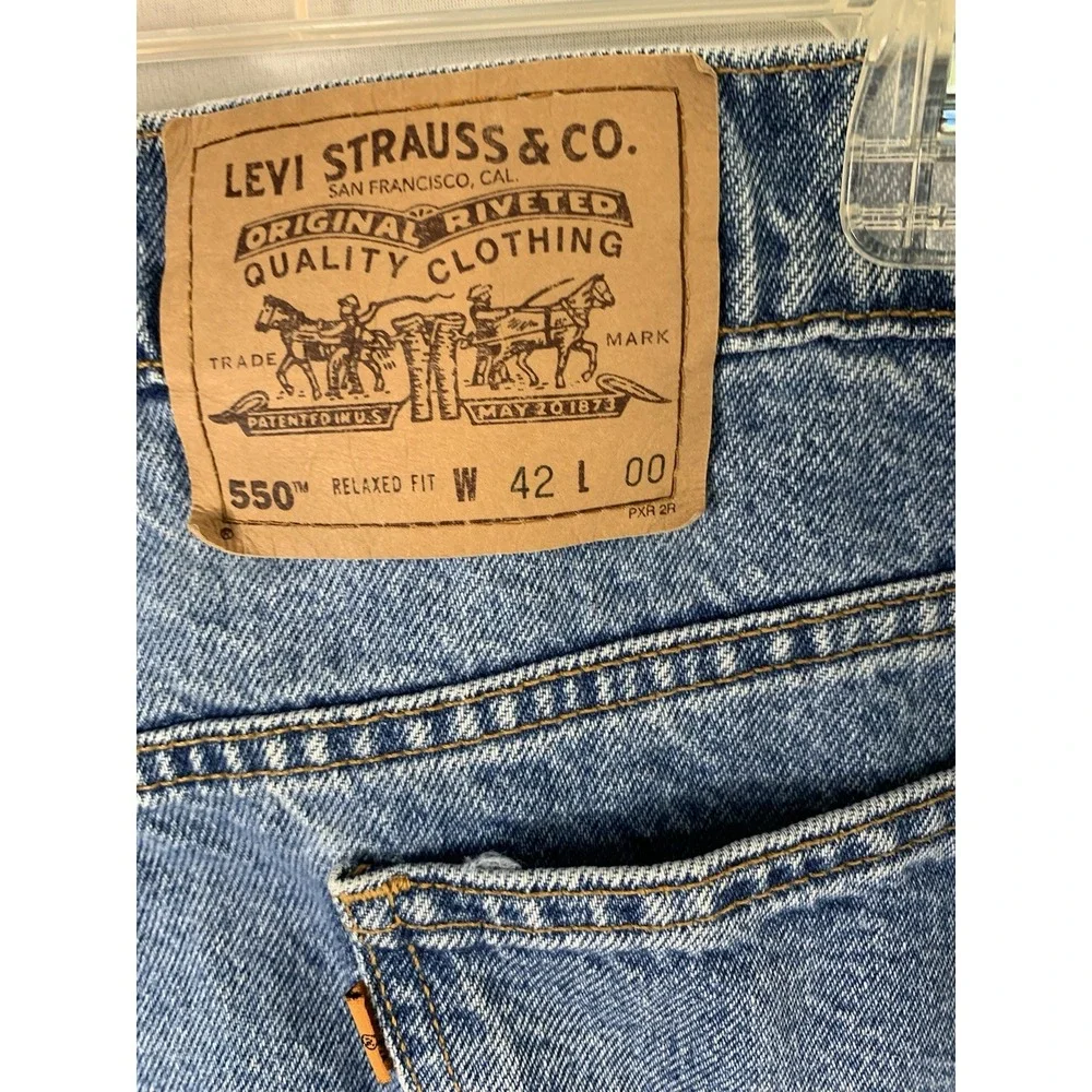 Mens Levi's 550 Sz 42 Orange Tab‎ Vintage Made USA Denim Shorts Relaxed Fit 90s