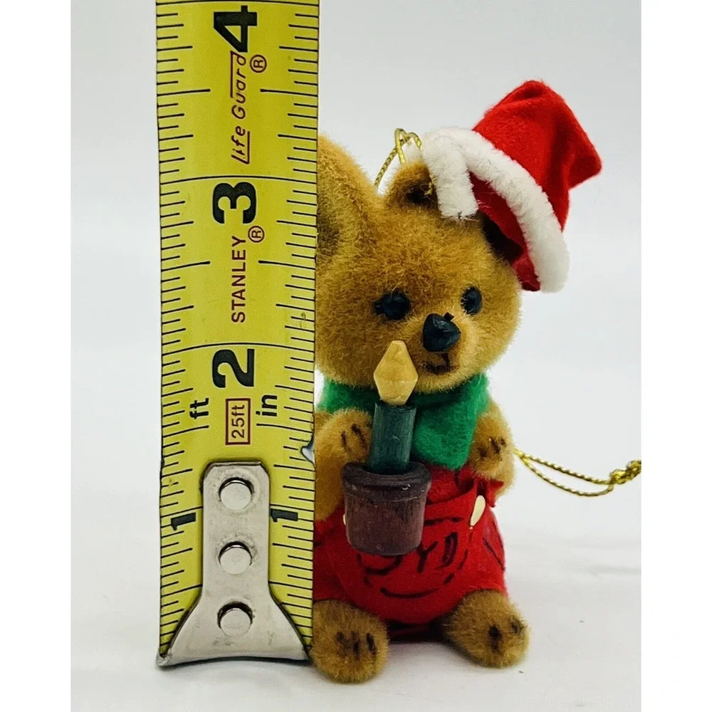 Vintage Morgan Inc Sydney Kangaroo Flocked Christmas Ornament Santa Hat‎ Candle