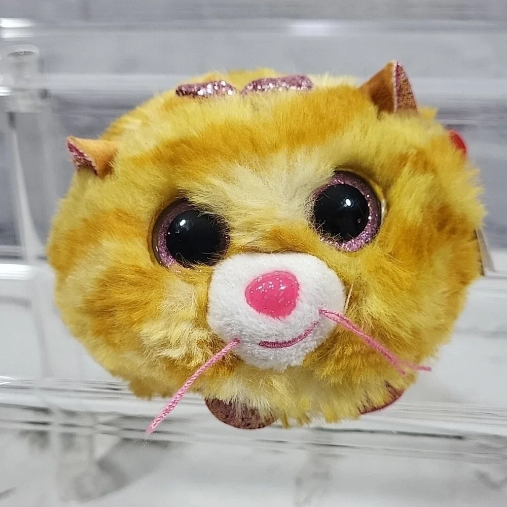 Ty Puffies Collection Tabitha‎ Plush Mini Round Tossable Beanie Baby Tiger Cat