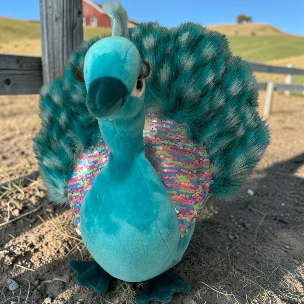 Douglas Cuddle Toys Peacock Plush Teal Sequin Stuffed Animal 12