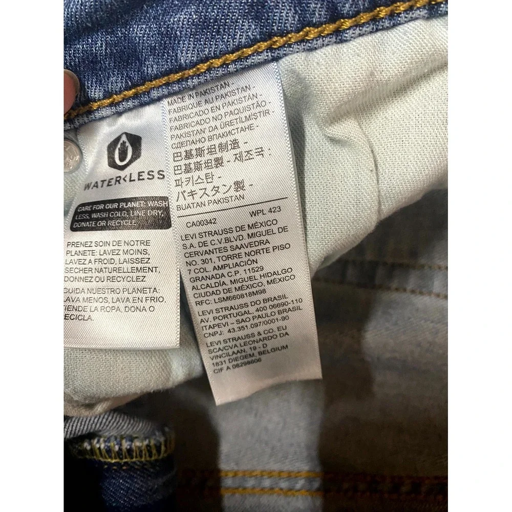 Levi's 514 Jeans Mens 40x30 Blue Denim Stretch Dark Wash Whiskered Straight Leg