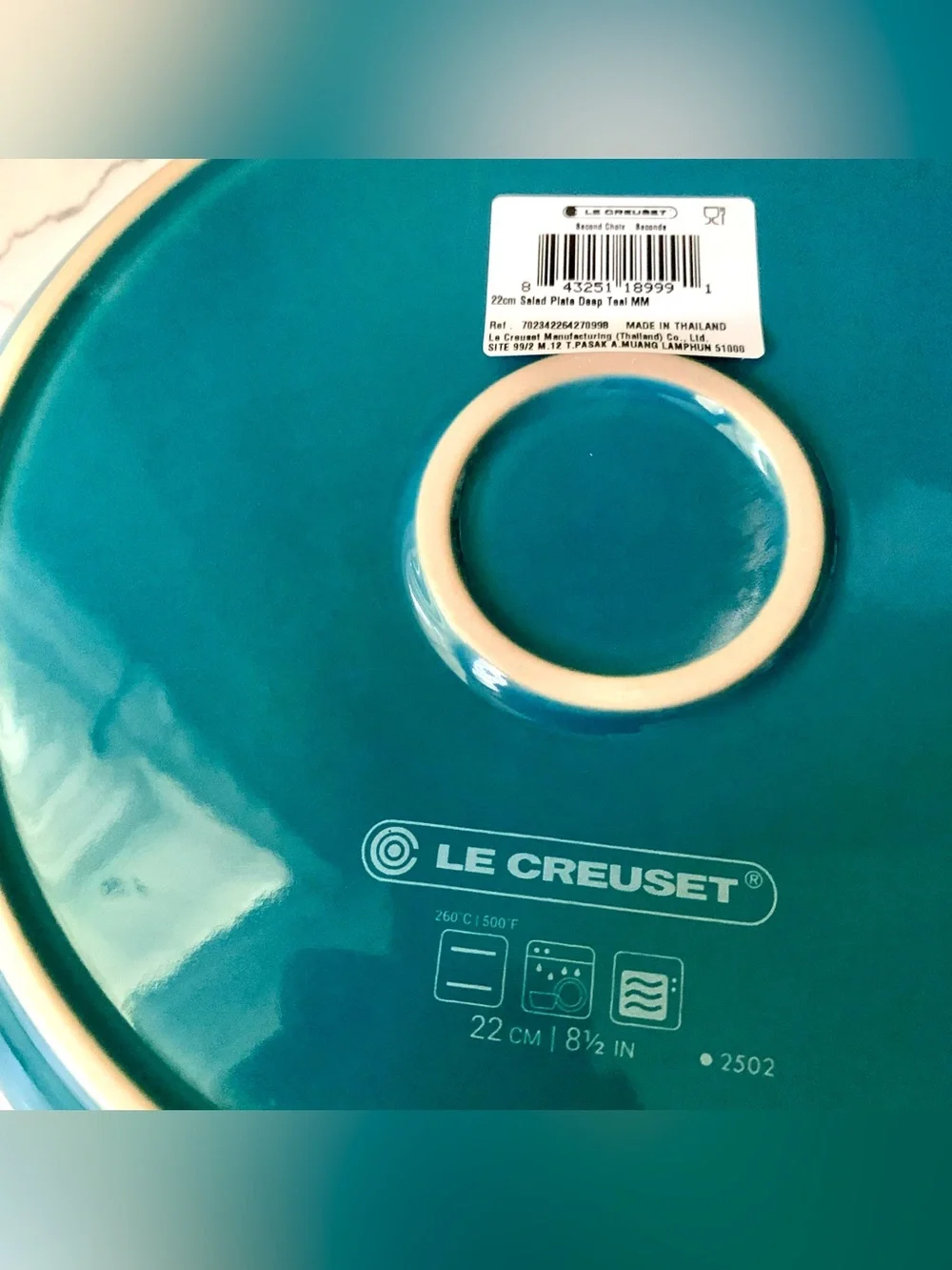 2 X Le Creuset Stoneware 8.5 IN/ 22 cm salad palte DEEP TEAL