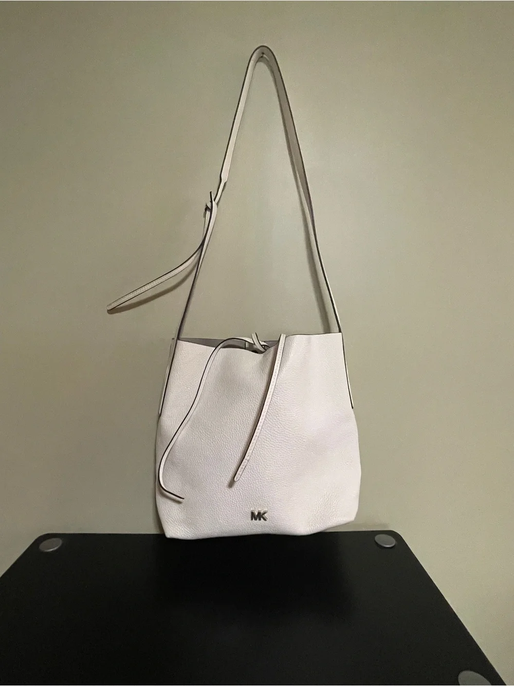 Michael Kors White Pebbled Leather Shoulder Bag