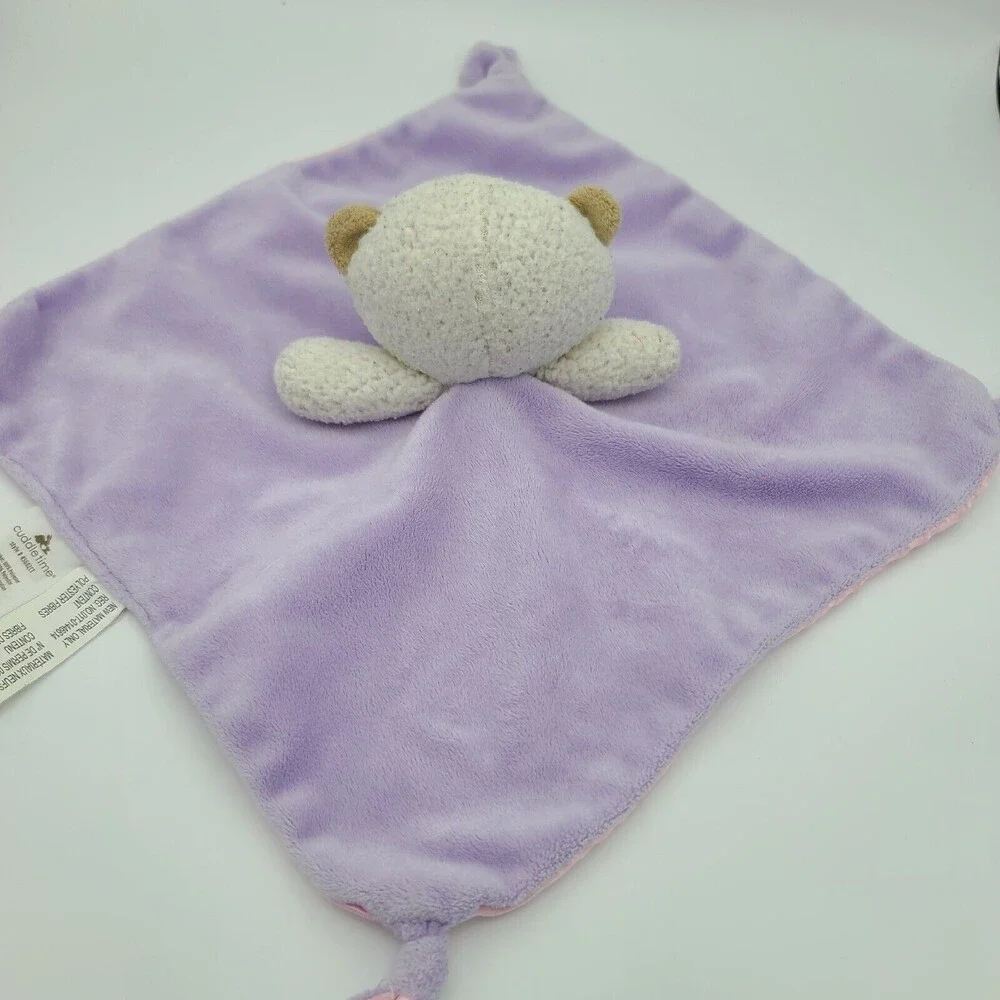 Cuddle Time Lamb Blanket Lovey Purple Satin Pink Back Baby